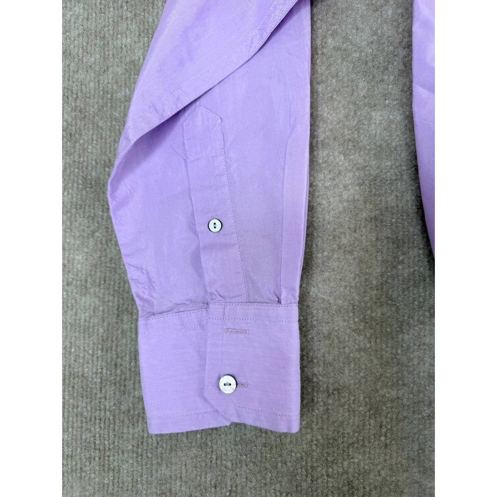 Robert Graham Tailored Fit Mens L Button‎ Down Shirt Lavender Cotton Silk - Picture 10 of 15